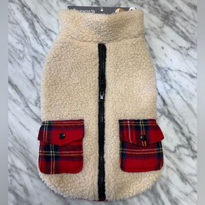 JLA Pets, Friends Forever, Sherpa and Plaid Dog Coat, Medium